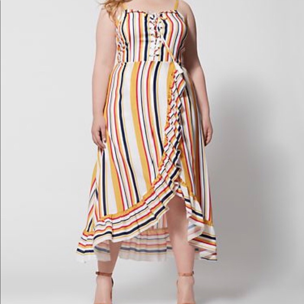 Stripe Ruffle Maxi Dress